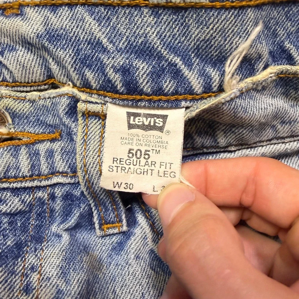 Vintage Levis 505 Orange Tab Jeans Light Wash Distressed Workwear 30x30